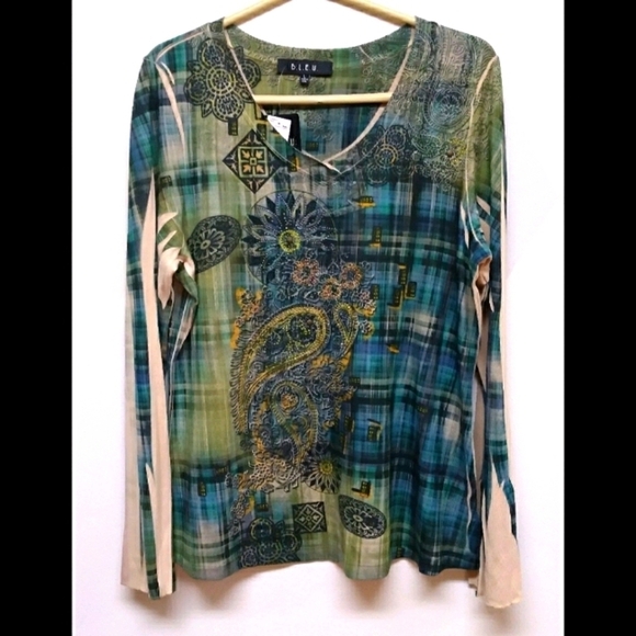 B.L.E.U. ephemera style long sleeve shirt size L - Picture 1 of 10